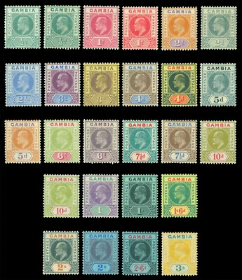 GAMBIA 1902-06 EDWARD VII long overcomplete set  Scott 41-64 mint MH  (+41a+42a) - Image 1 of 2