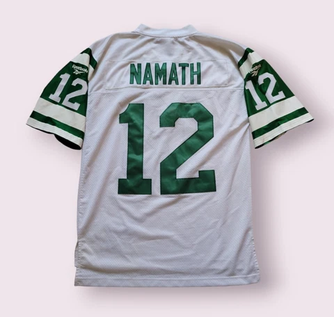 Reebok NFL Vintage Throwbacks New York Jets Joe Namath #12 White Green Jersey, M Cover