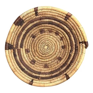 Vintage Handwoven Natural Coil Basket Abstract Tribal Catch All Accent SW 8.5" - Picture 1 of 7