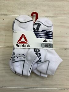 Reebok 6-Pack Pro Series Low Cut Socks, Men's Size 6-12.5, White MSRP $10.98