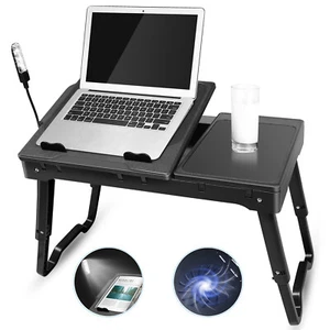 Adjustable Foldable Laptop Notebook Desk Table Stand Bed Tray w/Cooling Fan - Picture 1 of 28