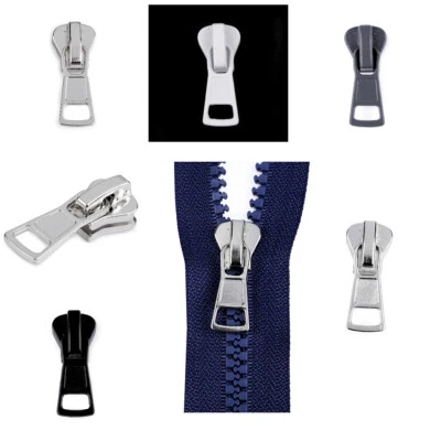 MARKENLOS 3) 1 x Schieber Zipper Metall 8 mm Autolock Reißverschluss Profil Krampe endlos