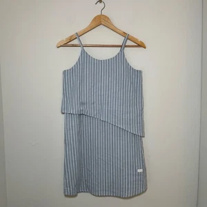 7 for all Mankind Junior's Striped Sleeveless Mini Festival Dress Blue White LG - Picture 1 of 7