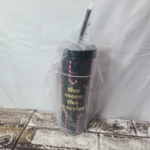 Kate Spade Becher grün Weihnachten 20 Unzen Thermo Reisebecher Strohhalm Zuckerstange fröhlich - Bild 1 von 6