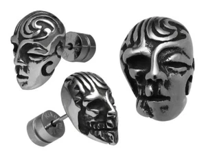 Kikuchi Herren Ohrstecker Edelstahl Ohrring Skull Zen Leben u. Sterben - Picture 1 of 6