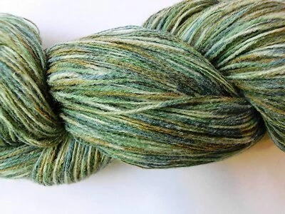 Space-Dyed Camo Tones of Green, Tan, Cream, Wool Blend Sock Yarn - Image 1 of 3