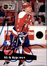 Nick Kypreos Signed Autographed 91/92 Pro Set card Washington Capitals
