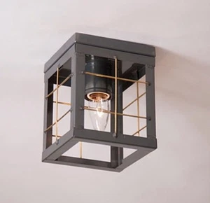 Single Metal Ceiling Light with Brass Bars. Country Flush Mount Ceiling Light - Picture 1 of 1