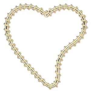 Componente, 10 componentes de corazón de caída de 45x40 mm envueltos en alambre de acero chapado en oro * - Imagen 1 de 1