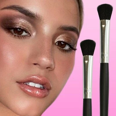 PEBBLE ELEVEN 2 x LARGE EYESHADOW BRUSHES Smokey Eye Make Up Fluffy Blending Crease Synthetic