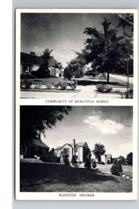 Munster Indiana Lake County, comunidad de hermosas casas, postal de 1950 - Imagen 1 de 2