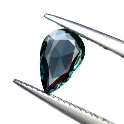 Certified 0.50ct Natural Teal Sapphire VS Clarity Madagascar Rose Cut Pear 6x4mm - Image 1 of 4