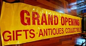Grand Opening - Heavy Vinyl Store Banner, Red on Yellow, 30" x 12' 8", Grommets - Picture 1 of 6
