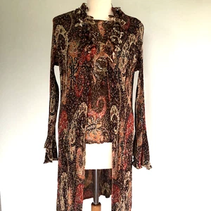 East Top & Chaqueta Plisado Cristal Boho Marrón Paisley Nuevo sin Etiquetas Med 10 12 14 - Imagen 1 de 12