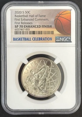 2020 S Basketball Hall Of Fame Proof Commemorative 50C NGC SP70 FR - Image 1 of 4