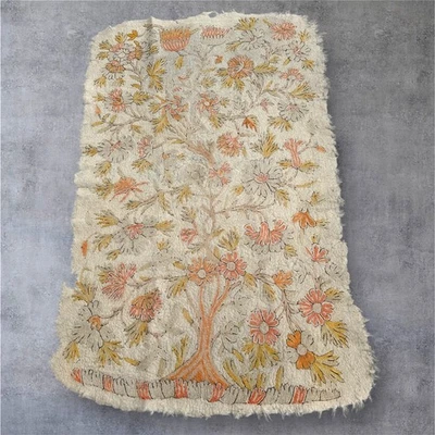 Handmade Namda Numdha Rug Wool Felted Hand Embroidered Floral India  70” X 44” - Image 1 of 4