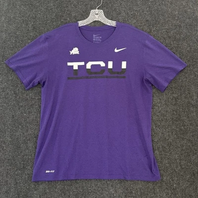 Camisa TCU Horned Frogs Para Hombre XL Púrpura Blanca Nike Dri-FIT Camiseta Atlética Gráfica Foto 1 de 4