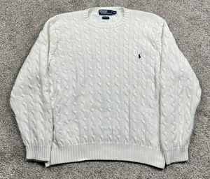 Polo Ralph Lauren Men's Sweater White Ivory Cable Knit 100% Cotton Size XXL - Picture 1 of 5