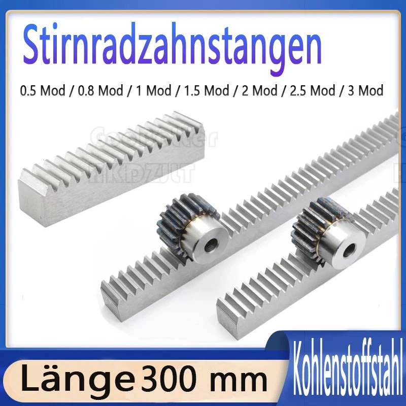 0,5 - 3 Modul Stirnzahnrad Zahnstangen Kohlenstoffstahl Länge 300 mm Zahnstange - Bild 1 von 4