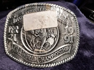 De colección 1991 Final Internacional Rodeo Cinturón Hebilla IPRA Campeonato Mundial Las Vegas - Imagen 1 de 6