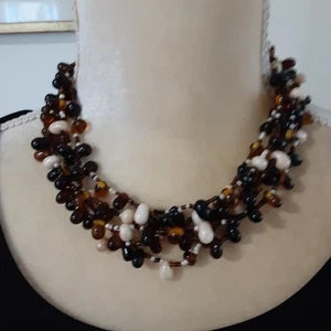 5 hebras semillas cuentas estilo natural collar gargantilla carrera informal - Imagen 1 de 3
