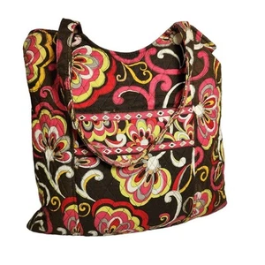 Borsa tote bag Vera Bradley stampa puccini marrone rosa floreale tessuto trapuntato - Foto 1 di 13