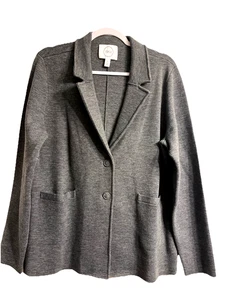 1901 Womens Knit Jacket Merino Wool Blend Gray Size XL Long Sleeves - Picture 1 of 6