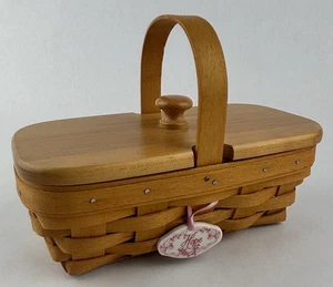 Longaberger Hope Basket With Lid Tie On Protector 2000 Small American Cancer - Picture 1 of 15