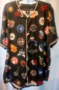NBA Team Logo Baseball-style Jersey Black Button Up Short Sleeve Men's Size 2XL - Bild 1 von 8