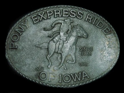 TH15117 HEBILLA DE CINTURÓN VINTAGE AÑOS 70 **PONY EXPRESS DE IOWA DESDE 1968** Foto 1 de 2