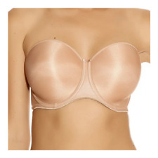 Fantasie Underwire Strapless Bra Women's Size 34F Smoothing Molded Cups Nude Tan