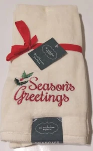 Nwts 2 Pc St Nicholas Square Seasons Greetings Holiday Decorative Hand Towels - Picture 1 of 5