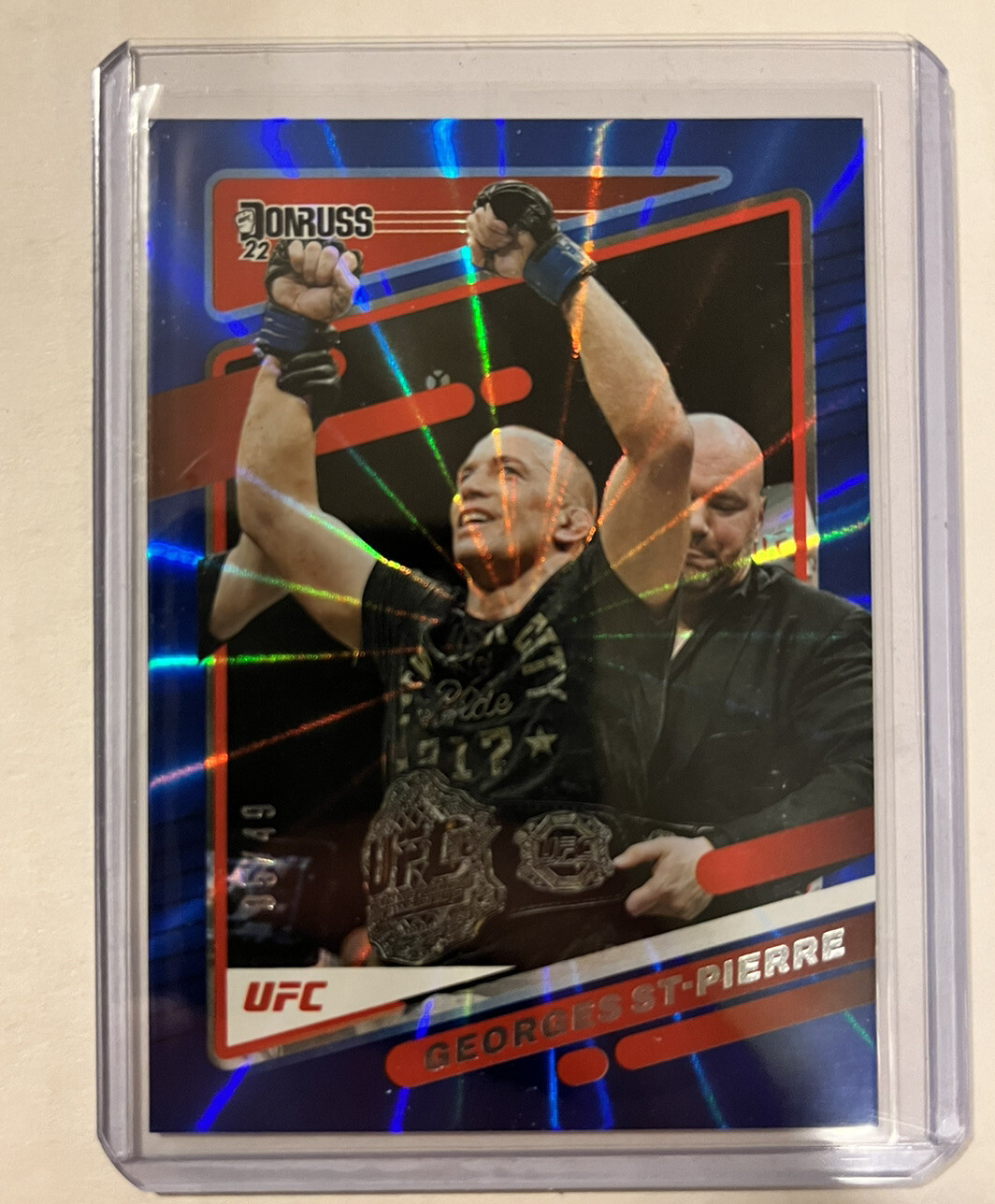 2022 Panini Donruss UFC Georges St-Pierre Holo Blue Laser 05/49 #169