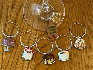 "KUCHENBÄCKER ",' BACKEN" 6er SET HANDGEFERTIGT Weinglas Charms  - Bild 1 von 9