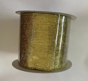 RIBBON Gold Metallic Nylon Wired Ribbon - 3" x 30' long - Picture 1 of 6