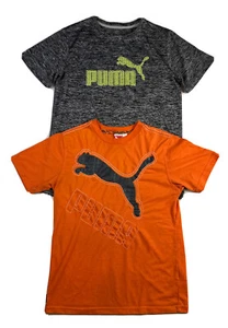 Puma 2-Shirts Set Activewear Short Sleeve Gray & Orange Boy’s Sz Medium EUC. - Picture 1 of 10