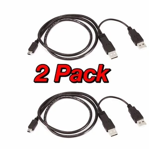 2X Monoprice Dual USB-A to Mini-B Cable - 5-Pin, Black, 2.5ft Premium Quality - Picture 1 of 3