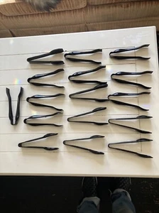 Black Food Service Tongs 6.5” Lot of 16 Medium Plastic - Catering Church Buffet - Picture 1 of 6