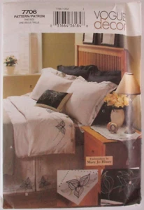 Vogue Decor Sewing Pattern #7706, Embroidered Bedroom, Duvet, Sham, Bed Skirt - Picture 1 of 2