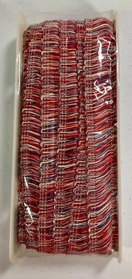 Wrights 1-1/2" Cepillo Flecos Rojo Blanco Azul Mezcla Acrílico 12 Yardas Borde Foto 1 de 4