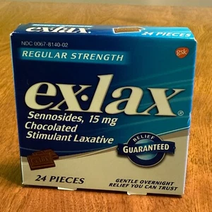 Ex-lax Regular Strength Chocolate Stimulant Laxative Constipation Relief 24 ct - Picture 1 of 3
