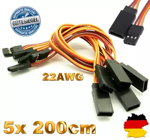 5x Servokabel Verlängerungskabel 2 Meter 200cm Servo Kabel Verlängerung JR 22AWG - Bild 1 von 11