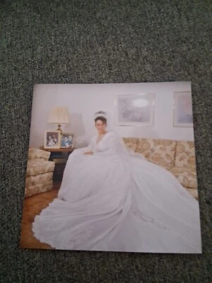 Long sleeve white wedding dress size 12 Private Label by G - cathedral train - Image 1 of 4