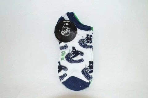 NHL Vancouver Canucks Women's 3-Pack Ankle Socks White/Stripe/Blue 9-11 Cover