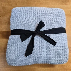 POTTERY BARN SLEEPSMART TEMPERATURE REGULATING BASKETWEAVE QUEEN BLANKET ~ GRAY - Picture 1 of 11