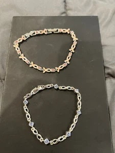 2 Avon Bracelets. Breast Cancer And Domestic Violence. Pink And Blue - Picture 1 of 1