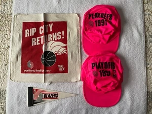 Lot of 6 Portland Blazers NBA Playoffs Caps. Mini Pennant, Rally Towel, Buddies - Picture 1 of 7