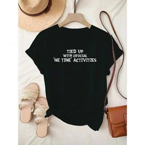 Women's Letter Printed Simple T-shirt, Casual and Comfortable Short Sleeved Top - Picture 1 of 12