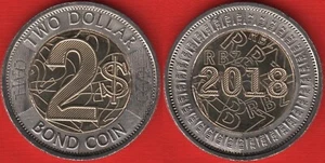 Zimbabwe 2 dollars 2018 "Bond coin" BiMetallic UNC - Picture 1 of 1