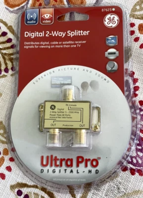 GE 87623 Digital 2-Way Splitter New Old Stock Coaxial Cable Ultra Pro Digital HD - Image 1 of 2